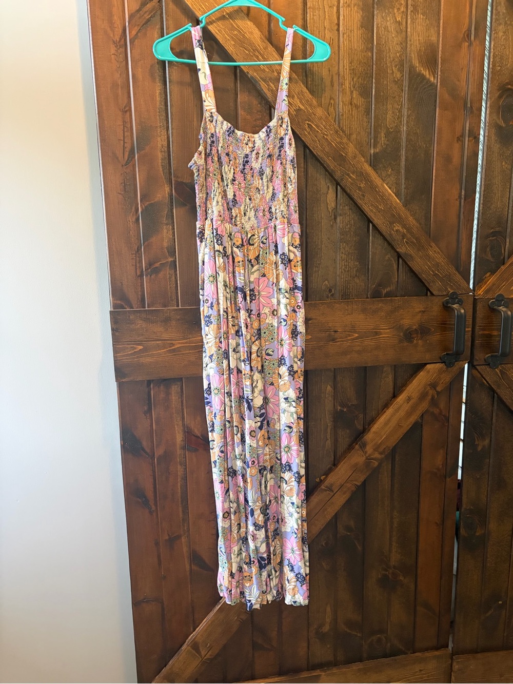 Floral Smocked Maxi Jumpsuit - Pink Multi